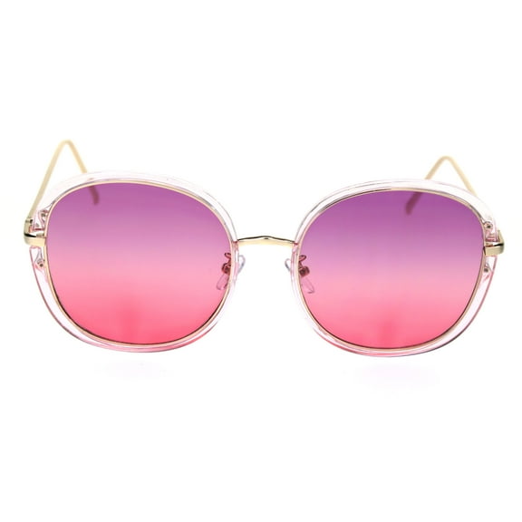 Giselle Round Double Rim Designer Fashion Mod Sunglasses Pink Purple Pink