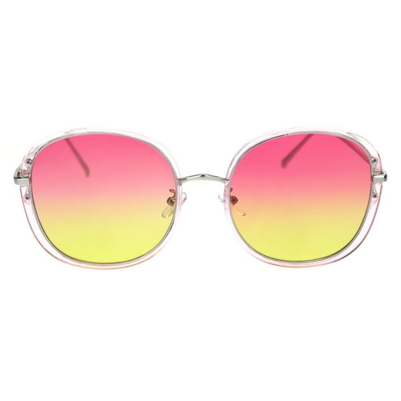 Giselle Round Double Rim Designer Fashion Mod Sunglasses Pink Red Yellow