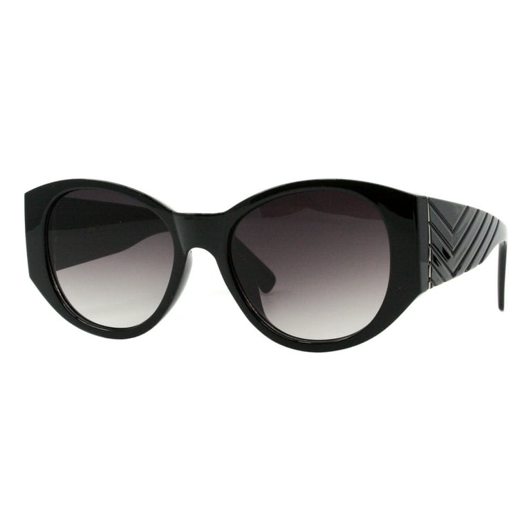 Giselle Sunglasses Women s Luxury Designer Style Round Oval UV 400 Black Smoke Walmart
