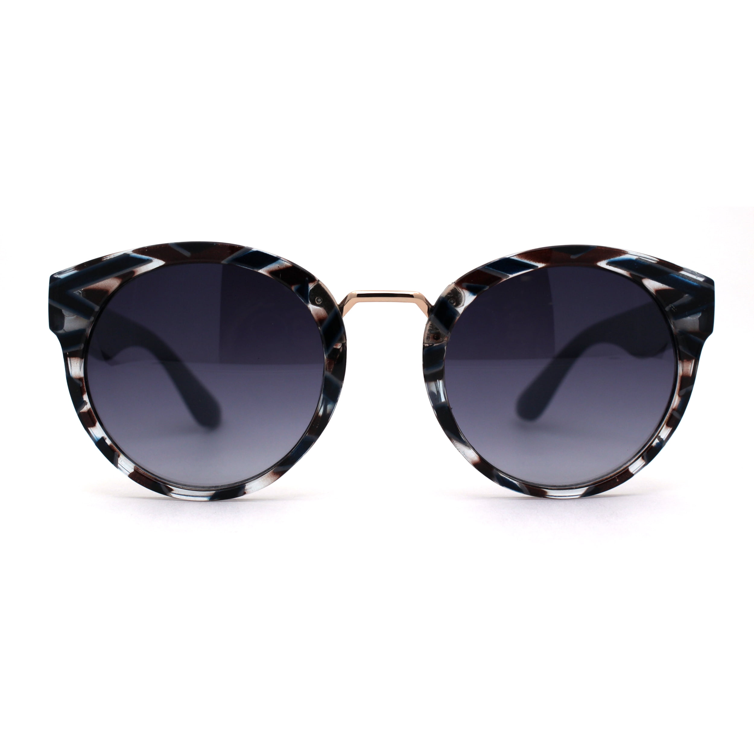 Giselle Womens Designer Fashion Horned Round Sunglasses Gold  display picture 1