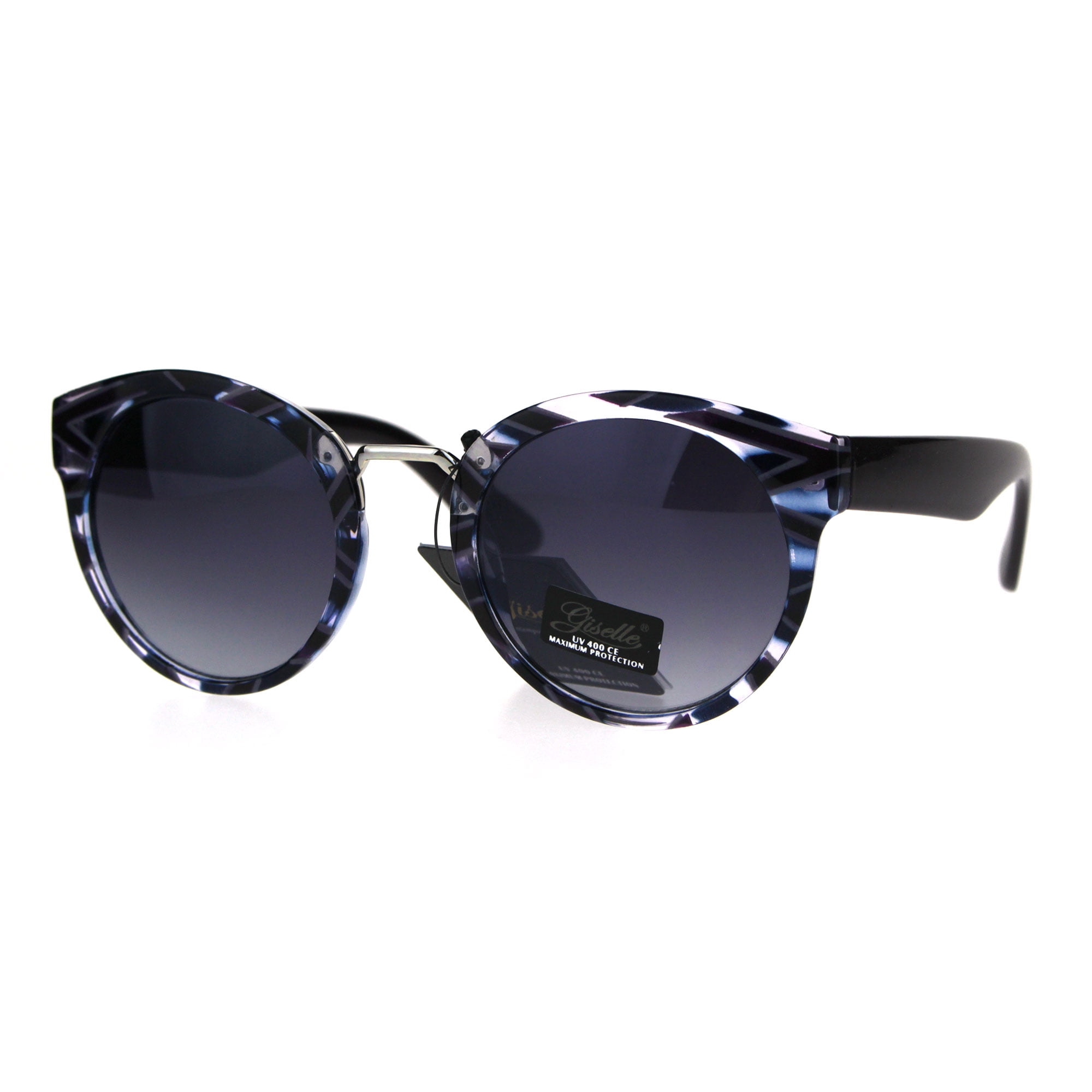 Giselle Women’s Black Round Sunglasses with Gradient Purple Lenses Giselle Sunglasses Women main image 3