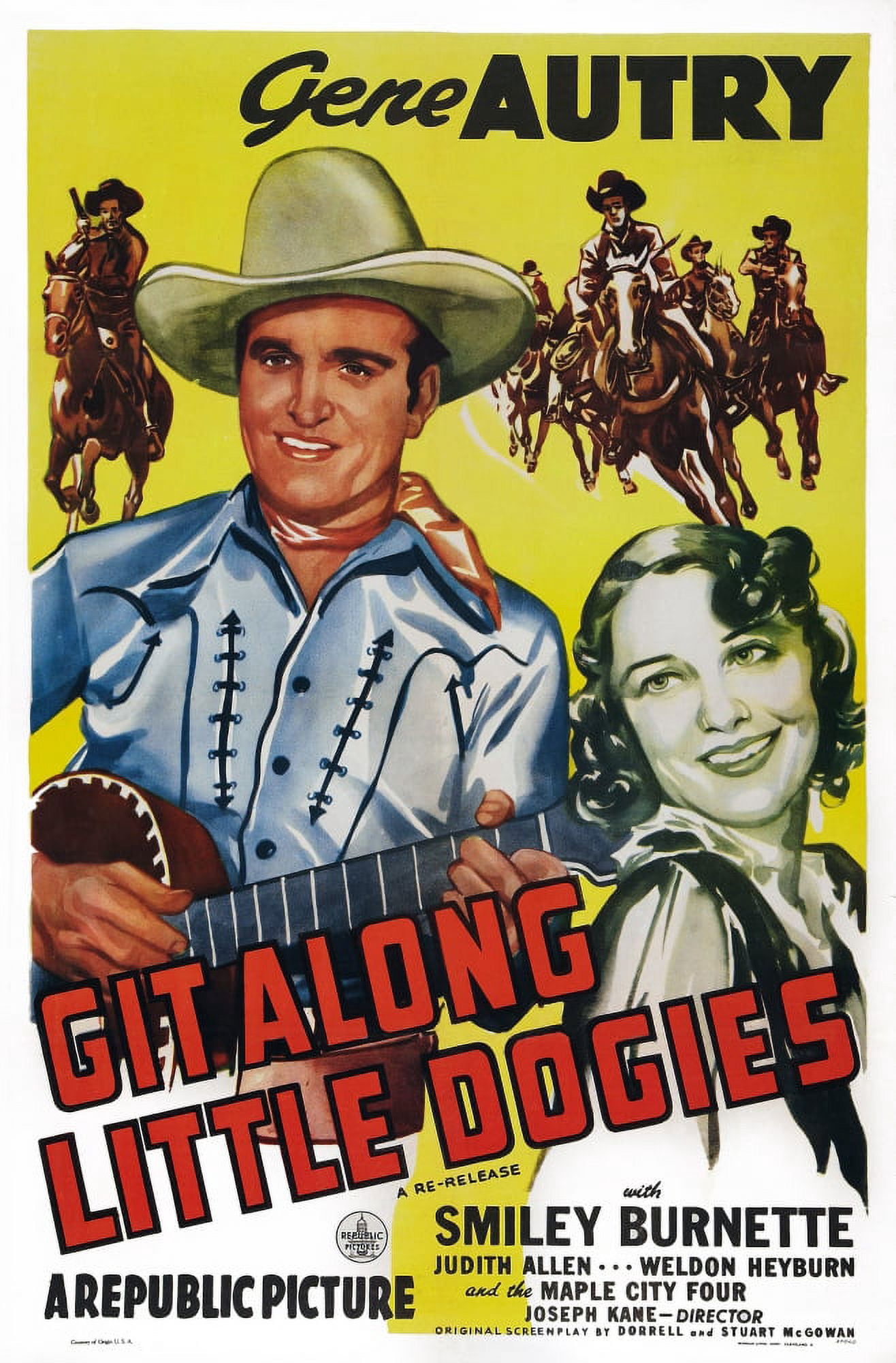 Git Along Little Dogies U Canvas Art - (24 x 36)