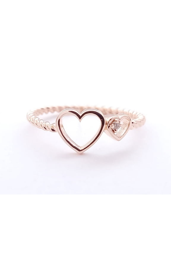 Lab-Grown Two Stone Moissanite Twin Heart Knot Ring in 925 Yellow Gold Plated for Women (Size-2mm | 0.2 ct) | April Birthstone Jewelry for Her | Lab-Grown Moissanite Engagement Rings