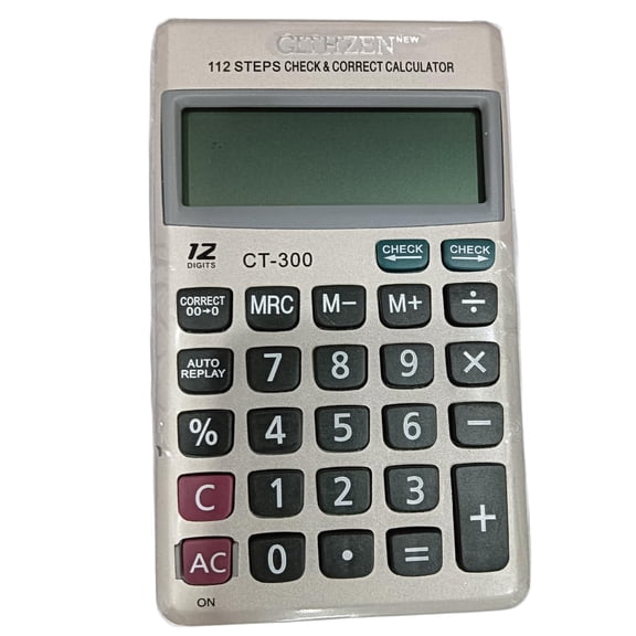 Githzen CT-300 Check & Correct Pocket Calculator, 12 Digits, Large Display, Auto Replay