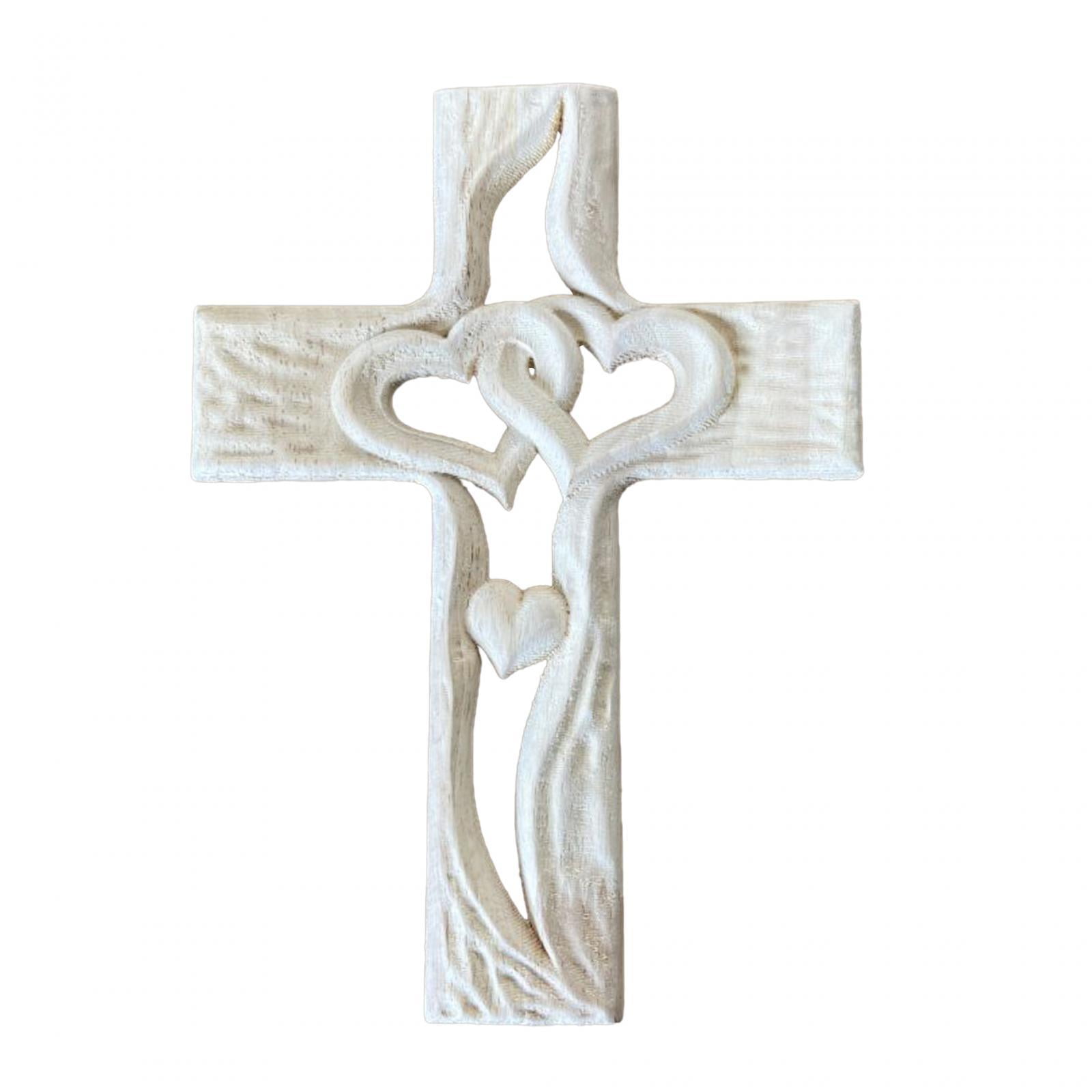 Gitohoni Carved Wood Cross Sacred with Hollow Intertwined Hearts Table ...