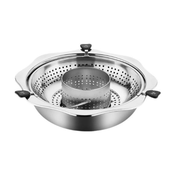 Gitohoni Chinese Hot Pot Rotating Hotpot with Divider Commercial Soup Pot Shabu Shabu Pot 30cm