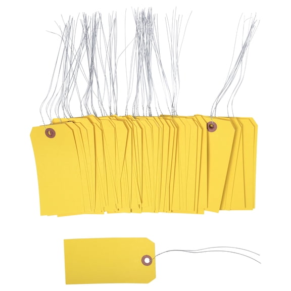 Gitway 100 Yellow Tags with Wire Size 5 Measurements 4 34 inch x 2 38 inch
