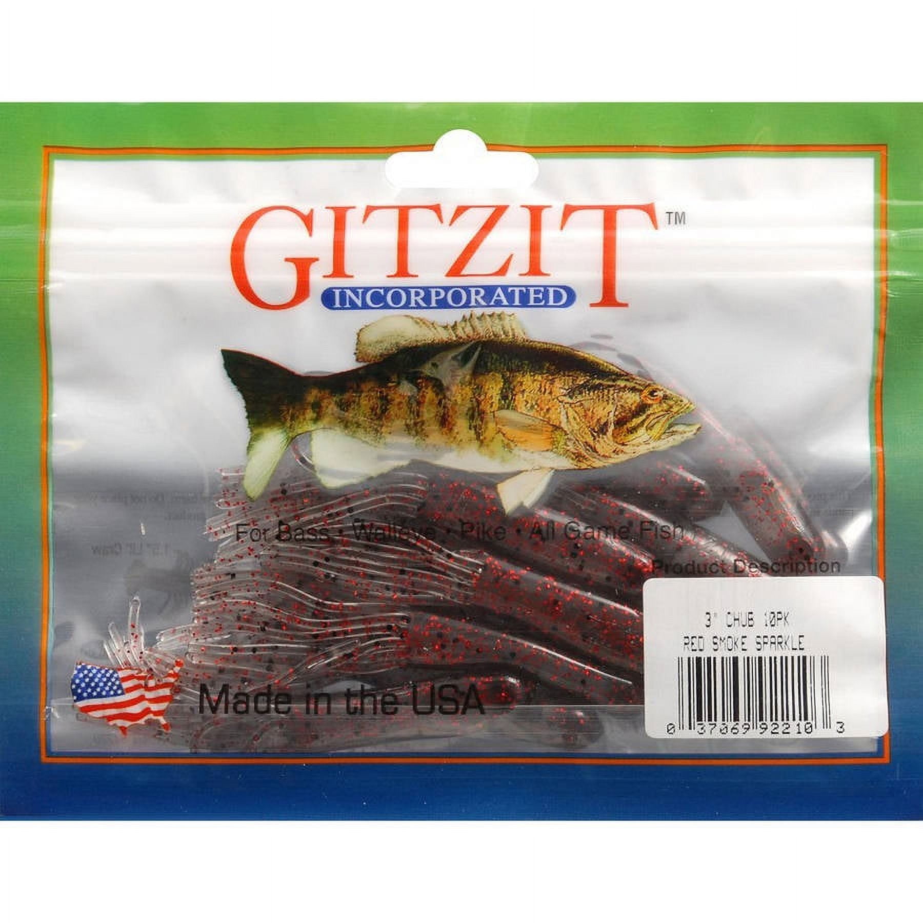 Gitzit Chub Tube Lure 3" , 10-Pack