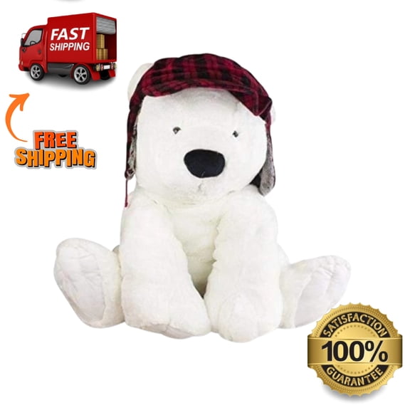 Gitzy Jumbo Polar Bear with Hunting Hat - 31" Tall Plush Teddy Bear Stuffed Animal