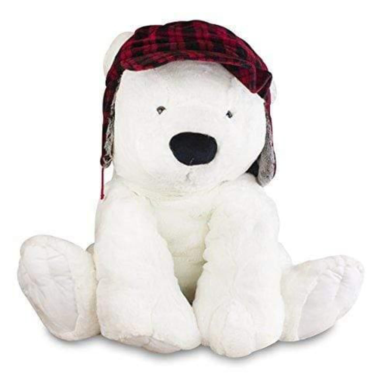 Gitzy Jumbo Valentine Polar Bear with Hunting Hat - Plush Teddy Bear - Large Stuffed Animal - 2.5 Feet Tall