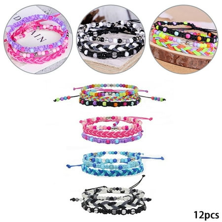 Giugt Braided beaded Adjustable Bracelets, 12Pcs
