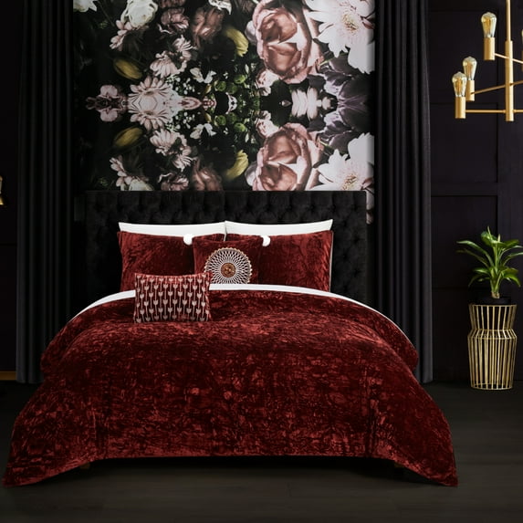 Giuliana 5 Piece Comforter Set Crinkle Crushed Velvet Bedding