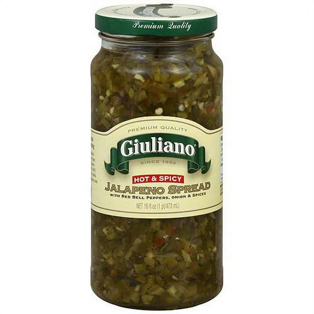 Giuliano Hot & Spicy Jalapeno Spread With Red Bell Peppers, 16oz (Pack of 6)