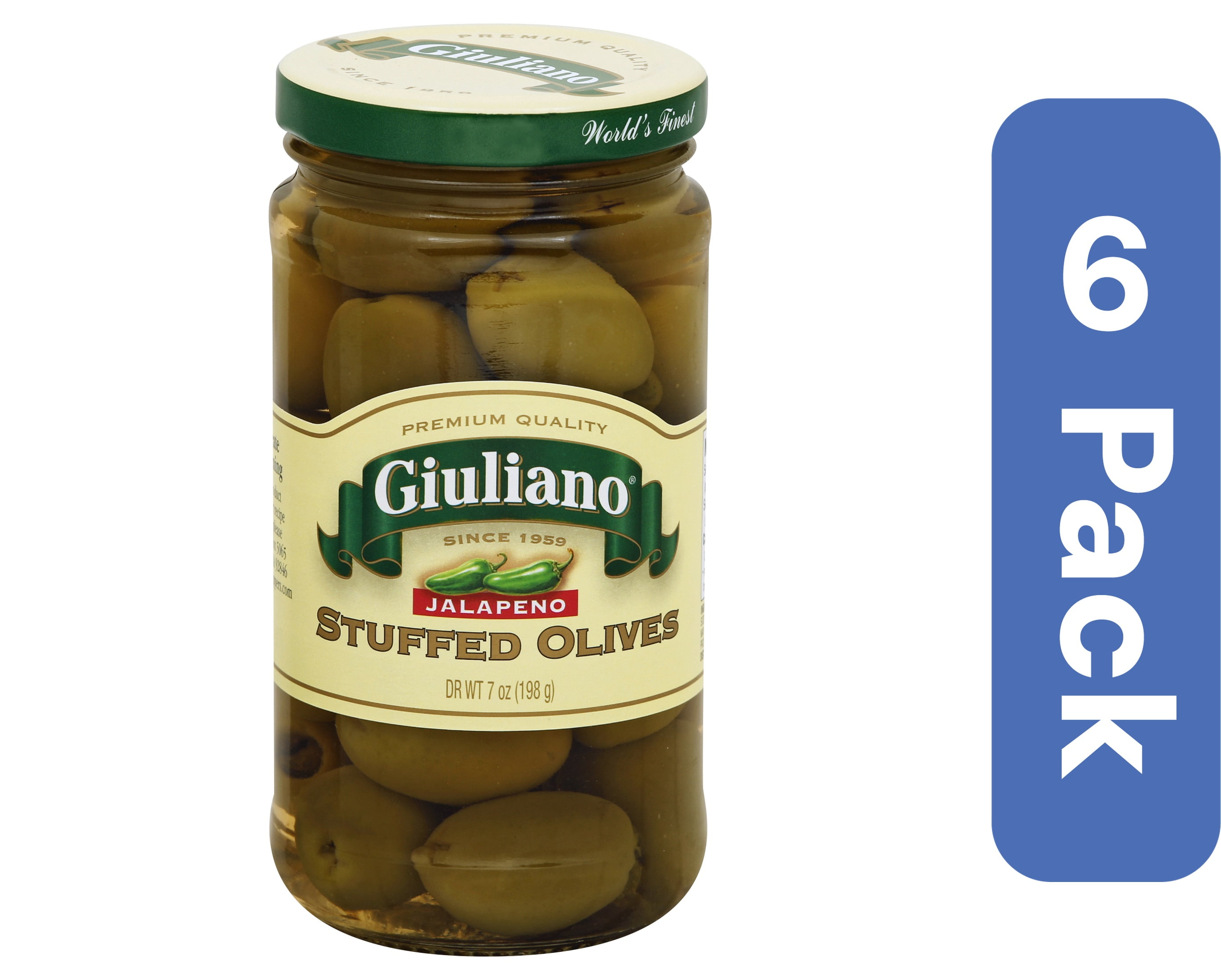 Giuliano Jalapeno Stuffed Olives 6.5 oz (Pack Of 6)