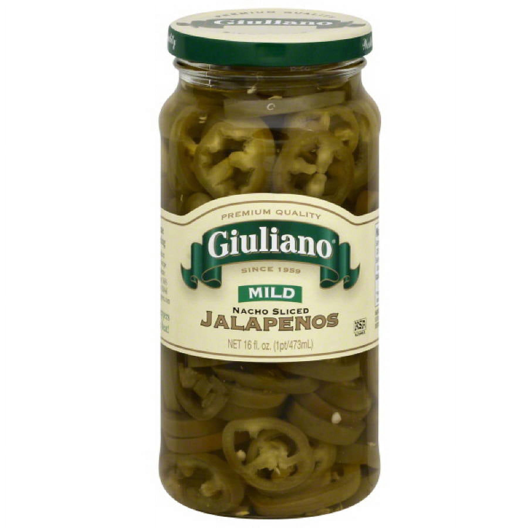 Giuliano Mild Nacho Sliced Jalapeno Peppers, 16oz, (Pack of 6)