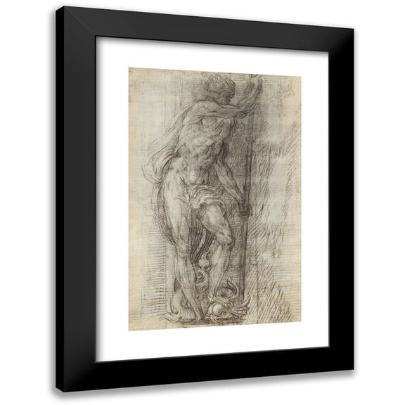 Giulio Campi 11x14 Black Modern Framed Museum Art Print Titled - Neptune (1541)