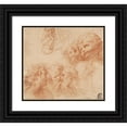 thumbnail image 1 of Giulio Cesare Procaccini 16x15 Black Ornate Wood Framed Double Matted Museum Art Print Titled - Head and Figure Studies (1612), 1 of 5