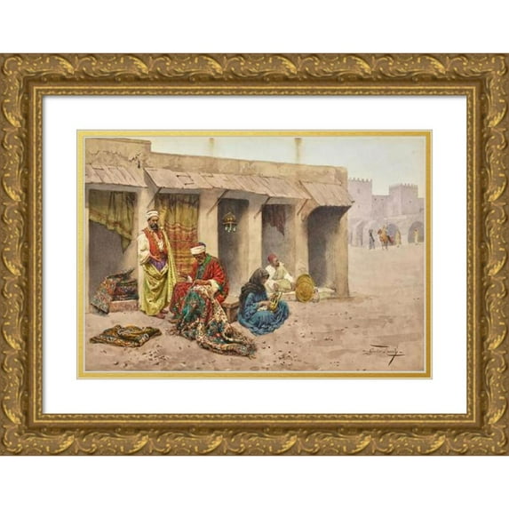 Giulio Rosati 18x13 Gold Ornate Wood Frame and Double Matted Museum Art Print Titled - The Carpet Mender
