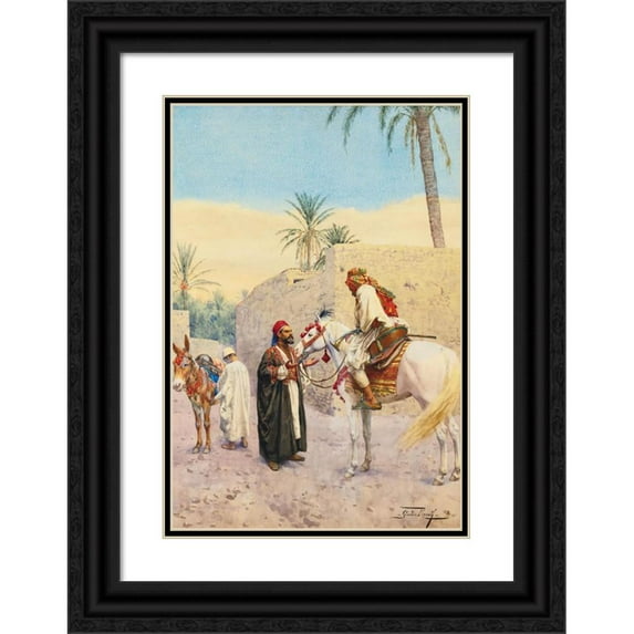 Giulio Rosati 18x24 Black Ornate Framed Double Matted Museum Art Print Titled: Well Chosen Words