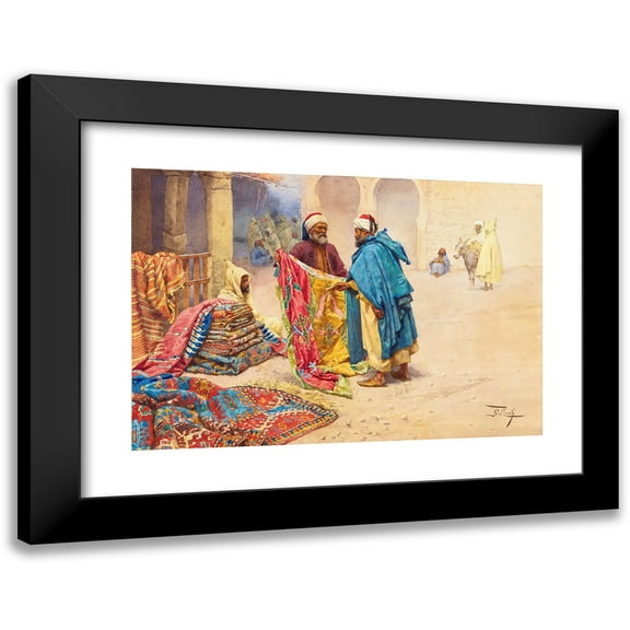 Giulio Rosati 24x18 Black Modern Framed Museum Art Print Titled - The Rug Merchant