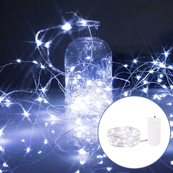 Giunmcul 10 Pack 1m 10 LED Battery Operated Copper Wire String Lights Silver Bendable Fairy Micro Lights for Christmas Wedding Party Holiday Decor Party Decorations Battery Case Included