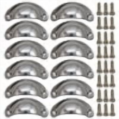 Giunmcul 12 Pack Classical Cup Handle Pull for Kitchen Cupboard Cabinet Drawer Brushed Antique Brass Finish Furniture Hardware with Screws