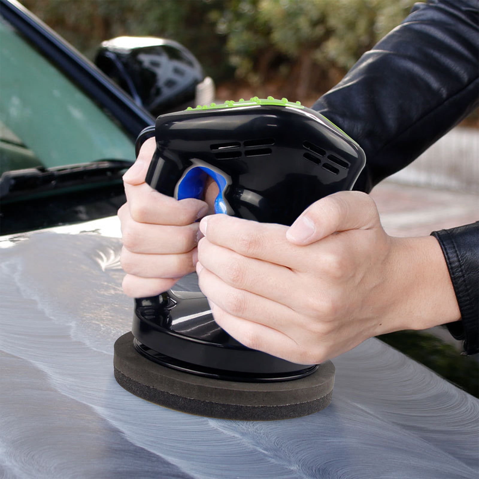 Giunmcul 12V Random Orbital Car Buffer Polisher with 2 Polishing Pads 80W Auto Detailing Waxing Kit Portable Car Polisher 1pc