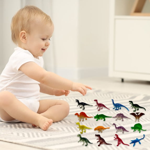 Giunmcul 16-Piece Mini Dinosaur Toy Set, Assorted Plastic Dinosaur Figures 2–4in, Educational Party Favors & Bag Fillers, Durable PVC, Multicolor 16pcs