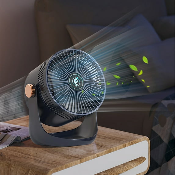 Giunmcul 16 ft Air Circulation Rechargeable Desk and Table Fan 3-Speed Low Noise USB Portable Fan 90 Degree Tilt Adjustable Battery Operated Compact Home Office Bedroom Cooling White Navy