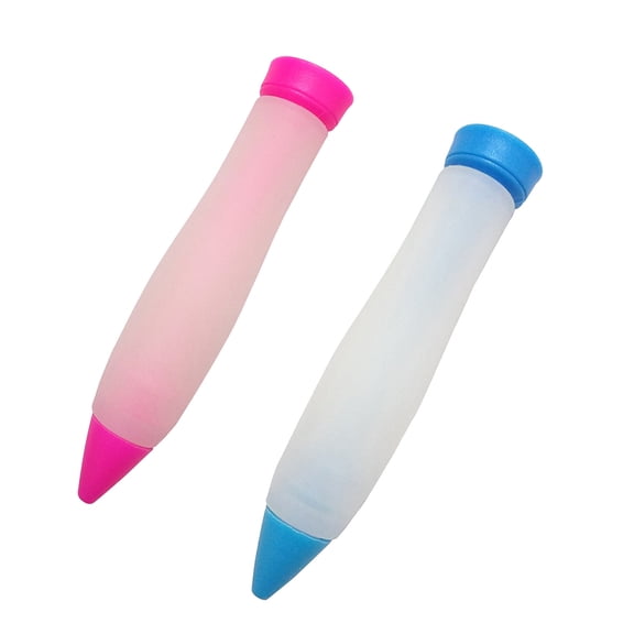 Giunmcul 2 Pack Icing Writing Pens with Removable Decorating Nozzles Silicone Ballpoint Style Piping Tool Easy Frosting ControlforCakes Cupcakes Cookies Gel Cream DIY Baking Decoration