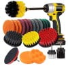 Giunmcul 22 Piece Drill Brush Head Set Sponge Dishcloth Cleaning Attachment for Car Polisher Kitchen Bathroom Toilet Cleaning Tools Multi Purpose Cleaning Kit