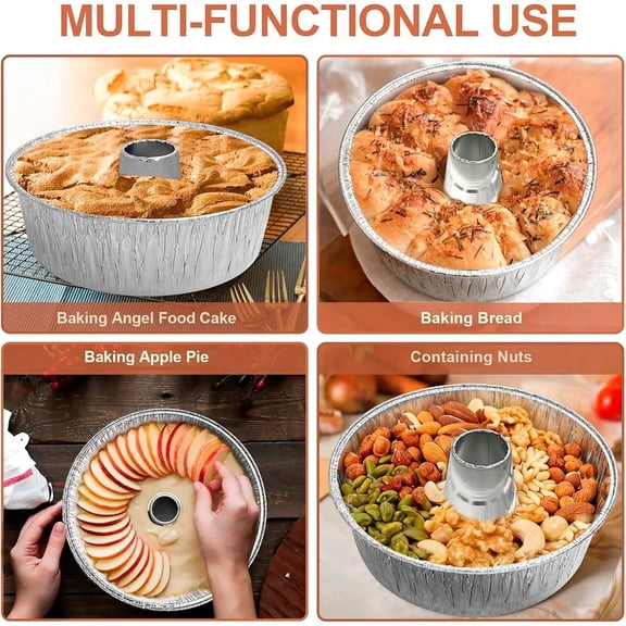 Giunmcul 30Pcs 7.7 Inch Aluminum Round Tube Pan Chiffon Cake Molds Baking Tin Set High Heat Tolerant Non-Stick Individual Portion Baking Cups for Home Bakery