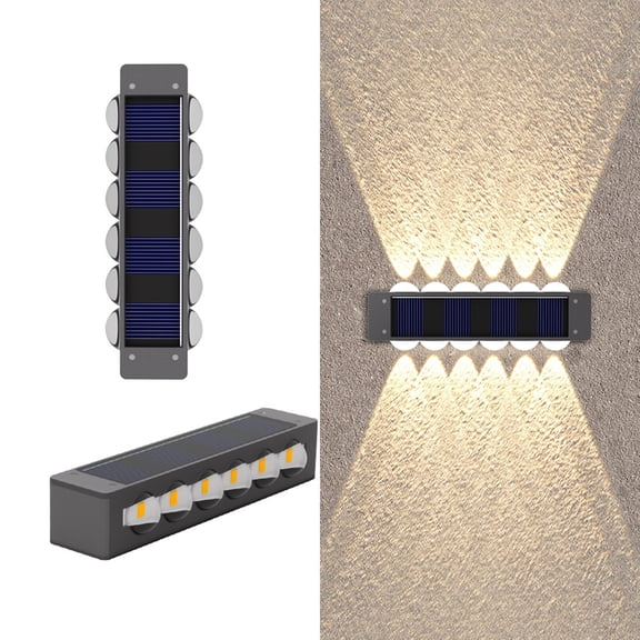 Giunmcul 4-Pack Solar Wall Light Outdoor Waterproof Up Down LED Sconce Motion Sensor Remote Garden Security Light Porch Yard Patio 14.2x3x2.4cm Each Long Run Time
