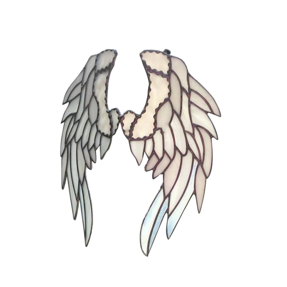 Giunmcul 50% Off Clear Angelic Feathers Stained Glass Hand-Made Wind Chimes Home Decoration