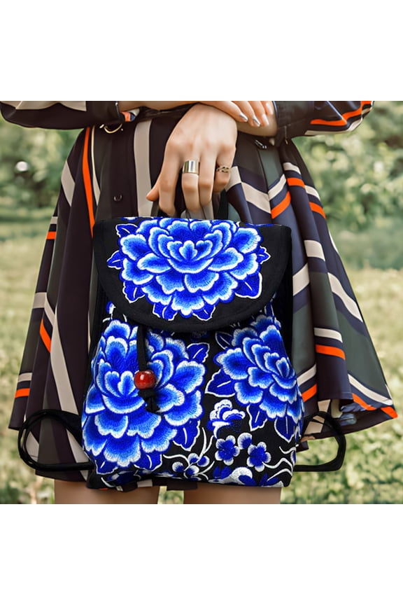 50% Off Clear Ethnic Style Bag Embroidered Small Backpack Yunnan Embroidered Bag Embroidered Shoulders Bag