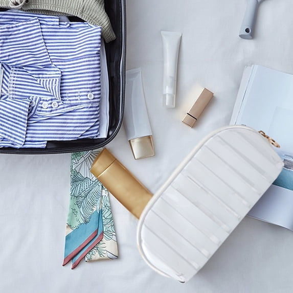 Giunmcul 50% Off Clear Striped Cosmetic BagTranslucent Cosmetic Bag, Cosmetic Bag Portable Travel Bag, Hangable Portable