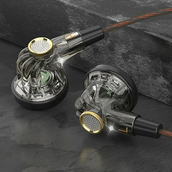 Giunmcul 50% Off Clear Wired Earphones Flat Earbuds Wired Control with Microphone and Sports 16mm Dynamics Flat Earbuds