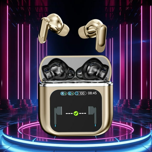 Giunmcul 50% Off Clear Wireless Bluetooth Headset LCD Full Color Display Screen ANC Noise Cancellation