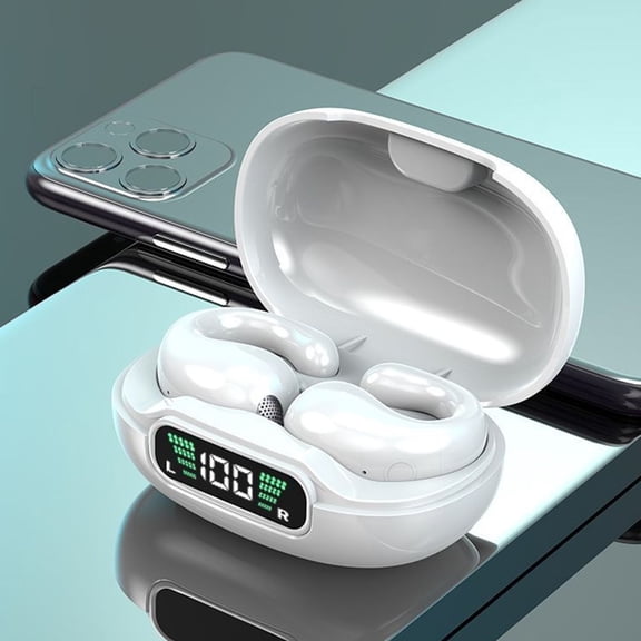 Giunmcul 50% Off Clear Wireless Earclip Conduction Bluetooth Earphones for Noise Reduction and Non Ear Running Earphones