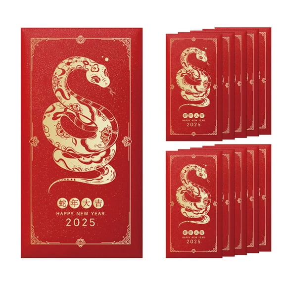 Giunmcul up to 65% Off Chinese Year Red Envelopes 2025 Snake Red Packet Money Envelope Gifts Hong Bao for Spring Festival Wedding Birthday with 5 Designs - 10pcs