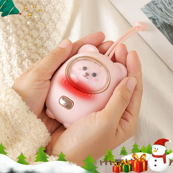 Giunmcul up to 65% Off Hand Warmer Cute Bear Modelling Fast Heating Speed Heating Temperature Regulation Portable Rechargeable Hand Warmer Built- LED Light