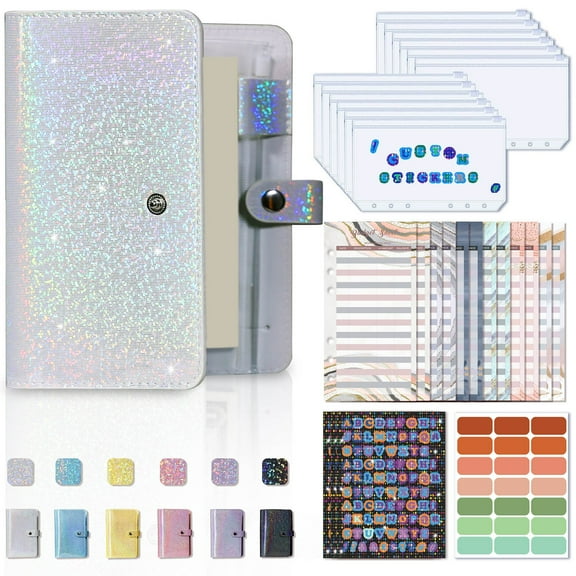 Giunmcul A6 Financial Planner Organizer Budget Notebook Loose-Leaf Goal Calendar Monthly Ledger Logbook Compact Portable with Storage Pockets