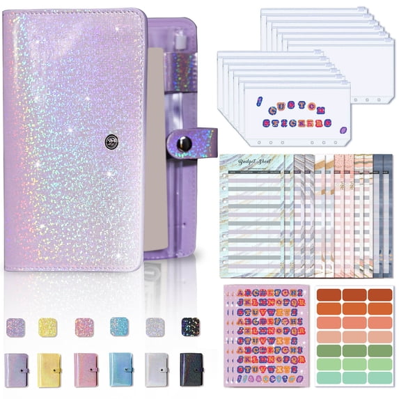 Giunmcul A6 Financial Planner Organizer Budget Notebook Loose-Leaf Goal Calendar Monthly Ledger Logbook Compact Portable with Storage Pockets