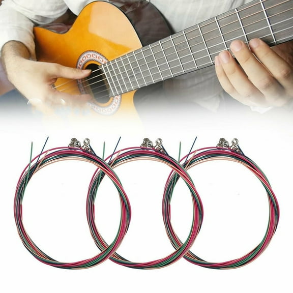 Giunmcul Acoustic Guitar Strings Set 6 Pack Colorful Steel Strings Rustproof Coated Replacement Strings for Practice Beginners and Musicians