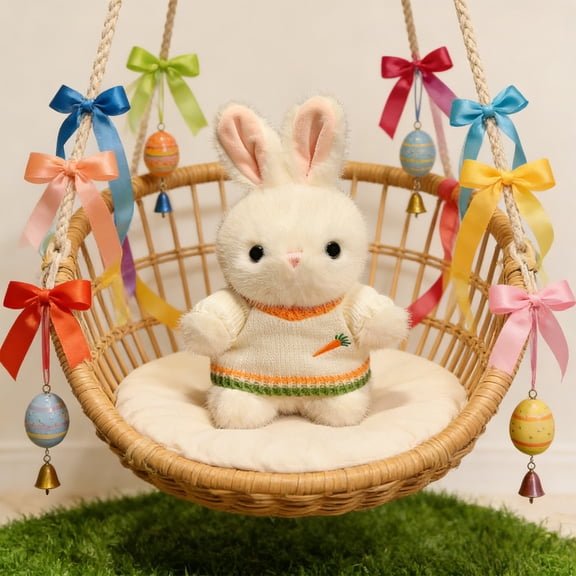 Giunmcul Adorable Easter Plush Bunny Toy Decoration Soft Cloth Stuffed Rabbit 28cm for Kids Adults Gift Bedroom Nursery Party Spring Holiday Decor 1 Piece