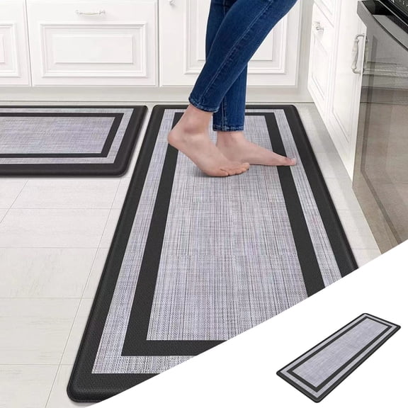 Giunmcul Anti Fatigue Kitchen Mat Non Slip PVC Floor Runner for Sink Laundry Office Standing Comfort Rug Easy Clean 59.06x17.72in 150x45cm 1 Piece
