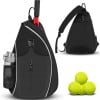 Giunmcul Badminton Racket Bag Singles Tennis Backpack Crossbody Shoulder Bag Adjustable Strap Large Capacity Padded Compartment Theft Proof Design Sports Training