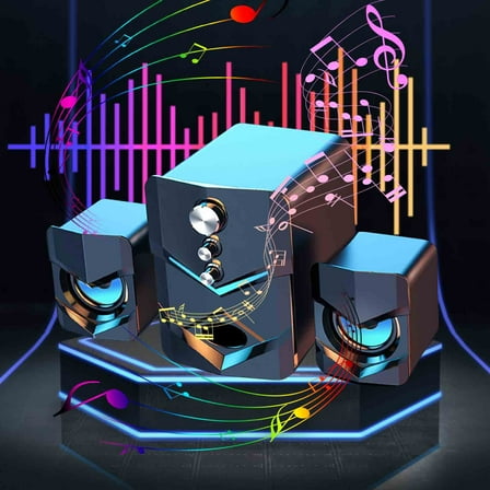 Giunmcul Bluetooth Desktop Speakers with Subwoofer USB Powered RGB Light Effects for PC TV Gaming