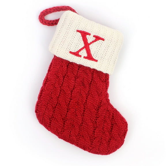Giunmcul Christmas Tree Decorative Socks, Christmas Socks with Letters, Red and White Christmas Knitted Socks Candy Bag, Christmas Candy Socks Gift Bag 5.51*7.09in