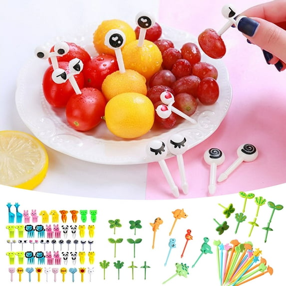 Giunmcul Colorful Disposable Fruit Picks Plastic Snack Forks Party Appetizer Picks Portable Cute Dessert Forks 1pc